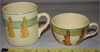 Antique Roseville Pottery Creamware Bunny Mug +