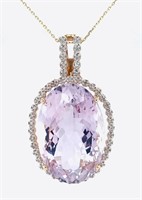 14k Gold 54.49 cts Amethyst & Diamond Pendant