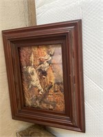 Framed bird dog scene, painting