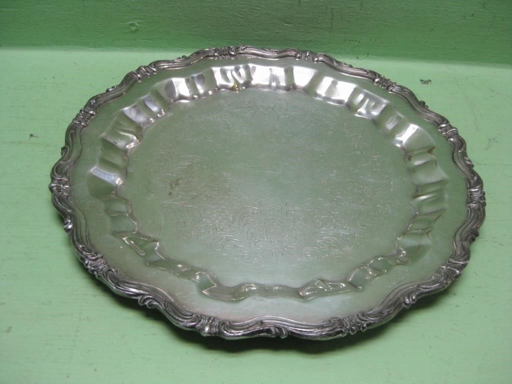 FB Roberts Silver Company 1883 Etched Serving Tray