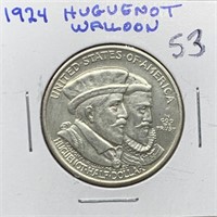 1924 HUGUENOT COMM SILVER HALF DOLLAR