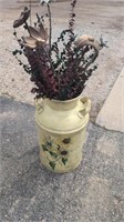 Painted Milk Can with Faux Flowers