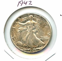 1942 Walking Liberty Silver Half Dollar