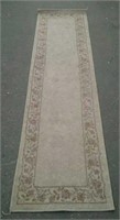Tan Floral Pattern Hall Runner, Approx. 23"×90"