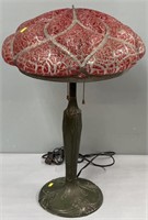 Antique Art Glass & Spelter Table Lamp