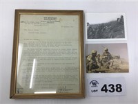 War Department Services Of Supply Framed Letter