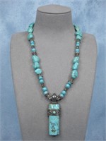 Sterling Silver Turquoise Necklace Hallmarked