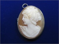 Antique Carved Shell Cameo 800 Silver Pin/Pendant