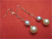 S.S. Tested & Cultured Pearls Dangle Earrings