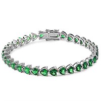 Heart Cut 11.50ct Emerald Tennis Bracelet