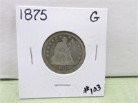 1875 Seated Quarter – G