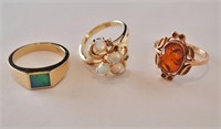 (3) Ladies' Rings - (2) Rings Marked "14K"