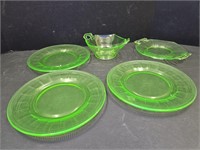8.25 Uranium Plates & 2 Pretty Glass Handled