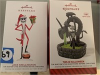 2 PC NIGHTMARE BEFORE CHRISTMAS HALLMARK ORNAMENTS