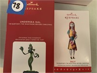 2 PC NIGHTMARE BEFORE CHRISTMAS HALLMARK ORNAMENTS