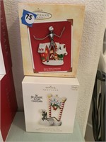 2 PC NIGHTMARE BEFORE CHRISTMAS HALLMARK ORNAMENTS