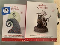 2 PC NIGHTMARE BEFORE CHRISTMAS HALLMARK ORNAMENTS