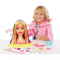 Barbie color reveal neon-rainbow styling head