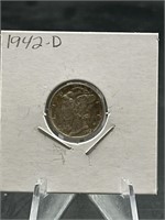 90% Silver 1942-D Mercury Head Dime