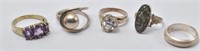 (5) Sterling Silver Rings