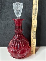 LE Smith Moon & Stars 12" Red Decanter w/ Clear