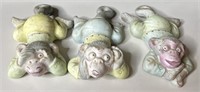 Three Wise Monkeys Ceramic Figurines