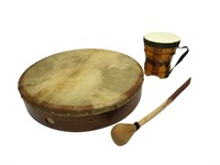 Flat Drum, Bongo And Drum Stick