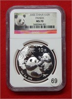 2006 Chinese Panda 10 Yuan NGC MS70 1 Oz Silver