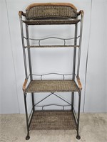 Bakers Rack w/Metal Frame & Wicker Shelves