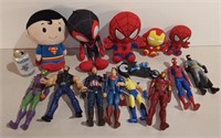 Lot Of Super Hero Action Figures & Plush Toys