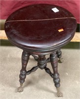 Antique Solid Mahogany Piano Stool Ball & Claw