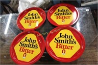 4 JOHN SMITH'S BITTER METAL TRAYS