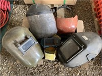 Box of Welding Helmets (4) & Misc