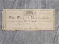 1862 City of Portsmouth $.50  Obsolete Currency