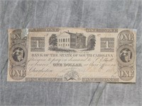 1862 Bank of South Carolina $1  Obsolete Currency