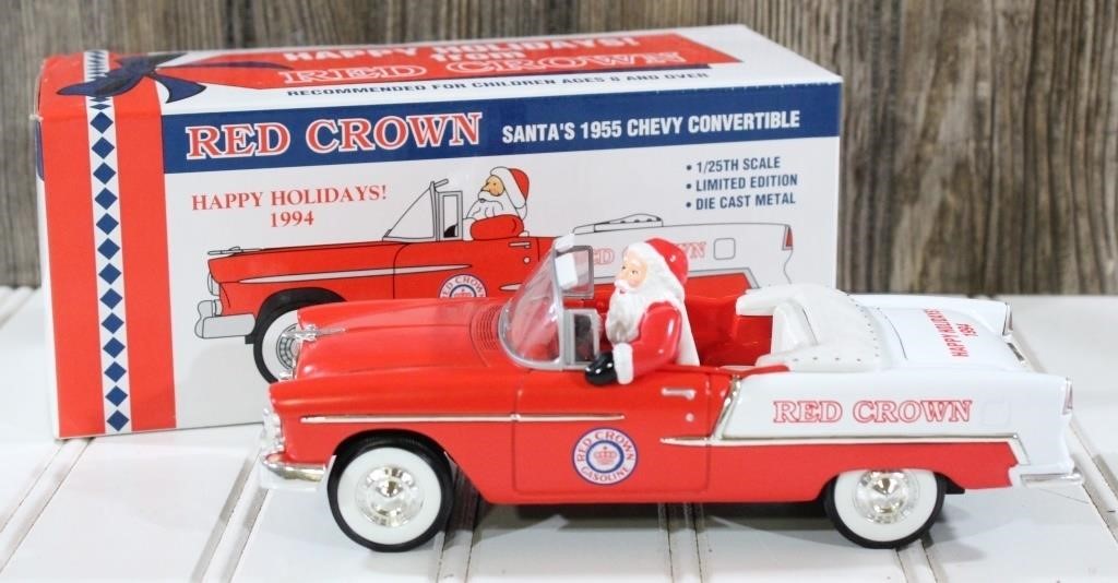 Red Crown Gasoline Santa's 1955 Chevy Convertible