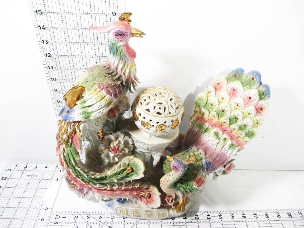 Rare Chinese Center peice Peacock Porcelain Statue