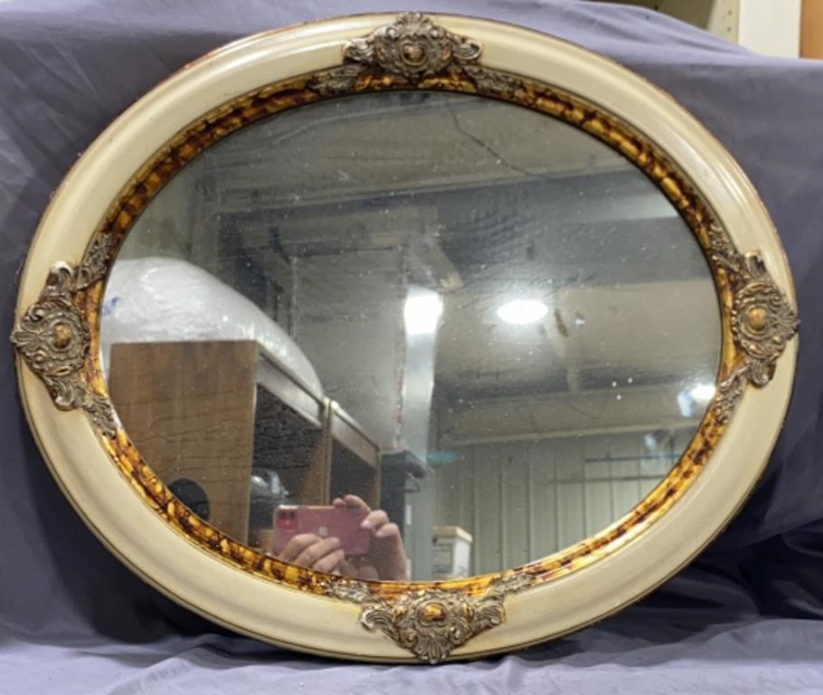 Oval Mirror with Decorative Frame