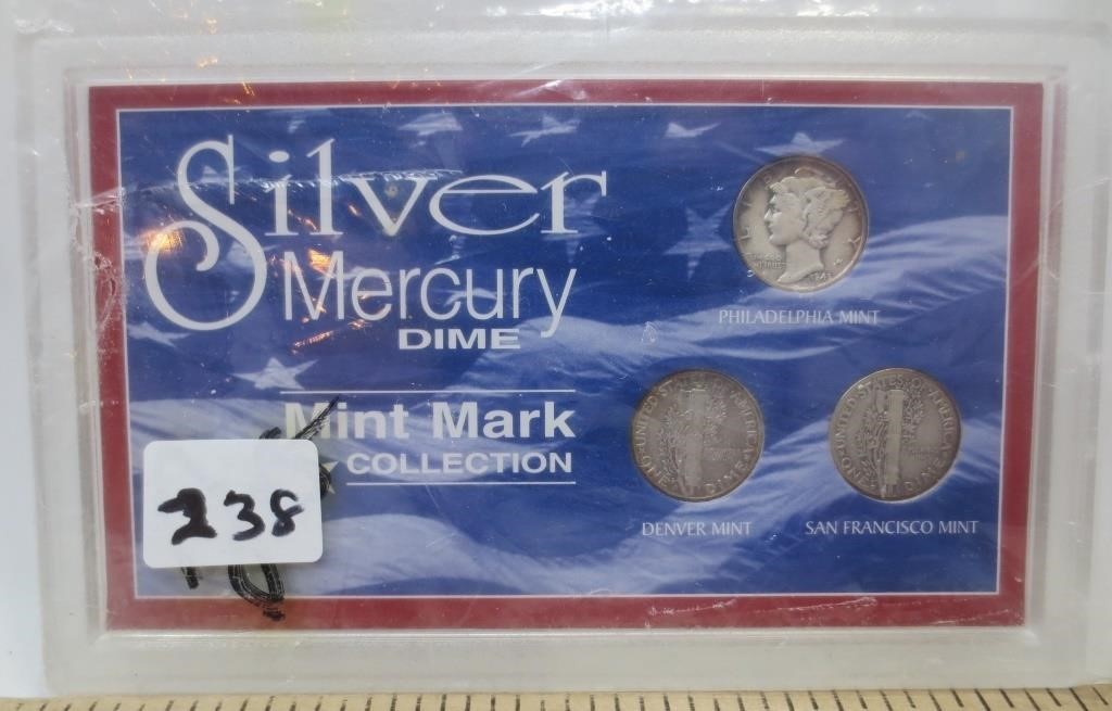 Silver Mercury dime mint mark collection