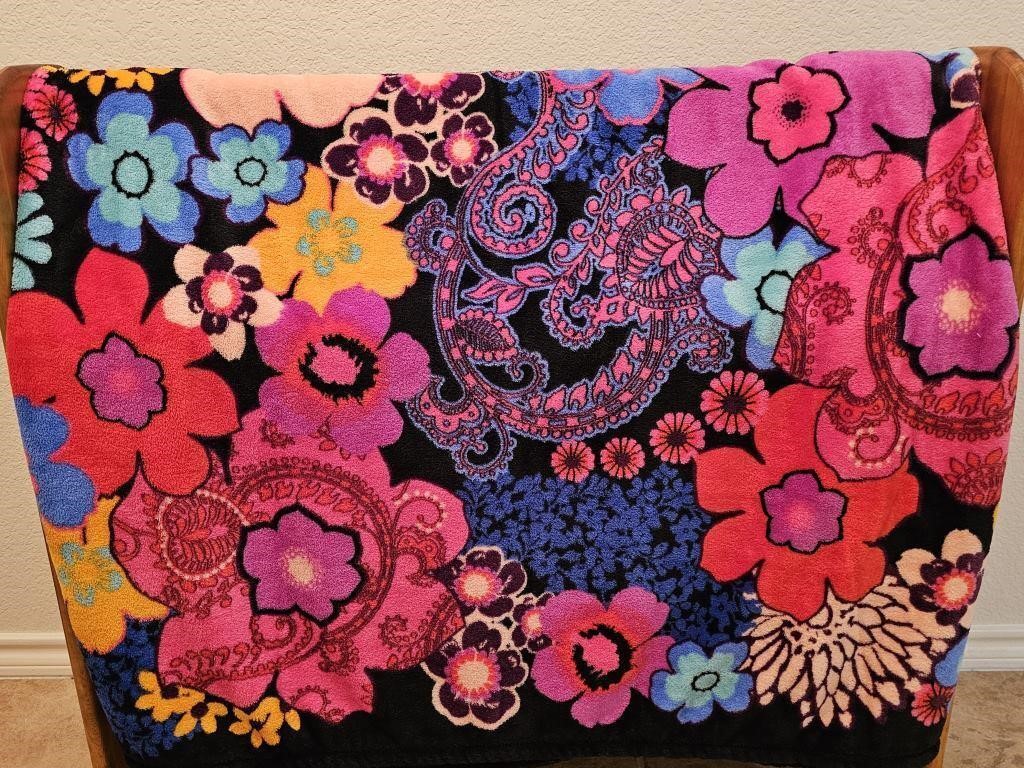 Vera Bradley Floral Fiesta Blanket is 48 x 77"