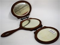 Oak 3-section folding hand mirror