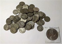 82 war nickels each contain 35% silver and 1965