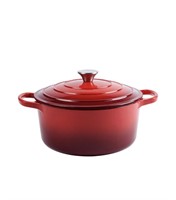 6 QUART ENAMELED CAST IRON DUTCH OVEN WITH LID -