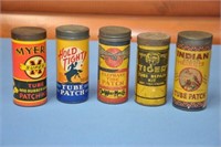 Early colorful cardboard tube patch kits