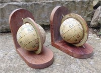 Wooden World Globe Bookends