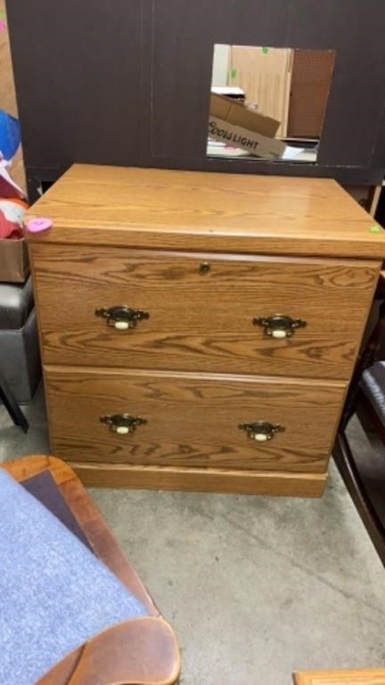 TWO DEEP DRAWER WOOD DRESSER