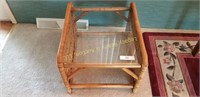 Wicker glass top end table