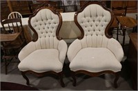 PAIR OF ANTIQUE UPHOLSTERED CHAIRS