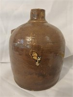 Dark brown pottery crock AS-IS