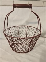 Red metal egg basket